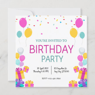 Moderne Balloons Geburtstagsparty Einladung