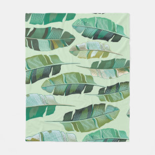 Moderne Banana Pflanze Tropische Illustration Fleecedecke