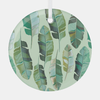 Moderne Banana Pflanze Tropische Illustration Ornament Aus Glas