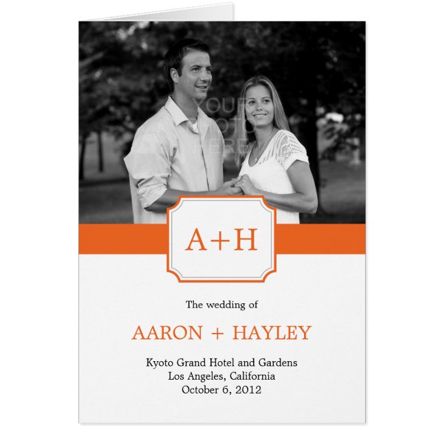 Moderne Band Wedding Program Card (Orange) (Vorne)