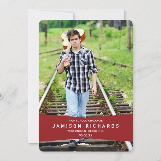 Moderne Banner Grad Party Einladung / Rot (Vorderseite)