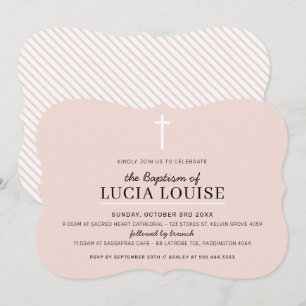 MODERNE BAPTISM minimales, einfaches, blassrosa Mä Einladung