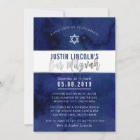 MODERNE BAR MITZVAH Blaue Aquarellfarbe