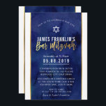 MODERNE BAR MITZVAH Blaue Aquarellgoldschrift Einladung<br><div class="desc">per kat massard >>> kat@simplysweetPAPERIE.com <<< Ein trendy Einladungs-Design für das BAR MITZVAH Setup Ihres Kindes als Vorlage ist es einfach für Sie, Ihre eigenen Daten hinzuzufügen, oder drücken Sie die Schaltfläche Anpassen und Sie können Text, Schriftart, Größen etc. TIP: 1 hinzufügen oder ändern. Um Grafiken zu ändern/verschieben/die Hintergrundfarbe zu...</div>