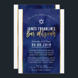 MODERNE BAR MITZVAH Blaue Aquarellgoldschrift Einladung<br><div class="desc">per kat massard >>> kat@simplysweetPAPERIE.com <<< Ein trendy Einladungs-Design für das BAR MITZVAH Setup Ihres Kindes als Vorlage ist es einfach für Sie, Ihre eigenen Daten hinzuzufügen, oder drücken Sie die Schaltfläche Anpassen und Sie können Text, Schriftart, Größen etc. TIP: 1 hinzufügen oder ändern. Um Grafiken zu ändern/verschieben/die Hintergrundfarbe zu...</div>