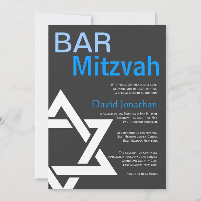 Moderne Bar Mitzvah Einladung nach benutzerdefinie (Vorderseite)
