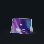 Moderne Bar Mitzvah Lila Blue Dankeschön Karte<br><div class="desc">Schöne religiöse jüdische Bar Mitzvah danke Ihnen Karten. Modernes und dennoch elegantes Aquarelldesign in marineblau-lila Farben. White Star von David in mittleren modernen Drehbüchern. 'Wird an die TORAH als Bar Mitzvah gerufen'. Präfekt für den 13-jährigen Sohn, Junge. Einfach zu bearbeiten - einfach Ihre Informationen / Text hinzufügen.hebräischer Name und Kartenrückseite...</div>