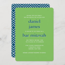 Moderne Bar Mitzvah Typografie Blue Green Einladung