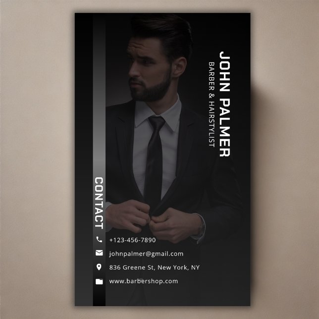 Moderne Barber Salon Haare Stylist Visitenkarte (Sophisticated Modern Barber Salon Hair Stylist Business Card)