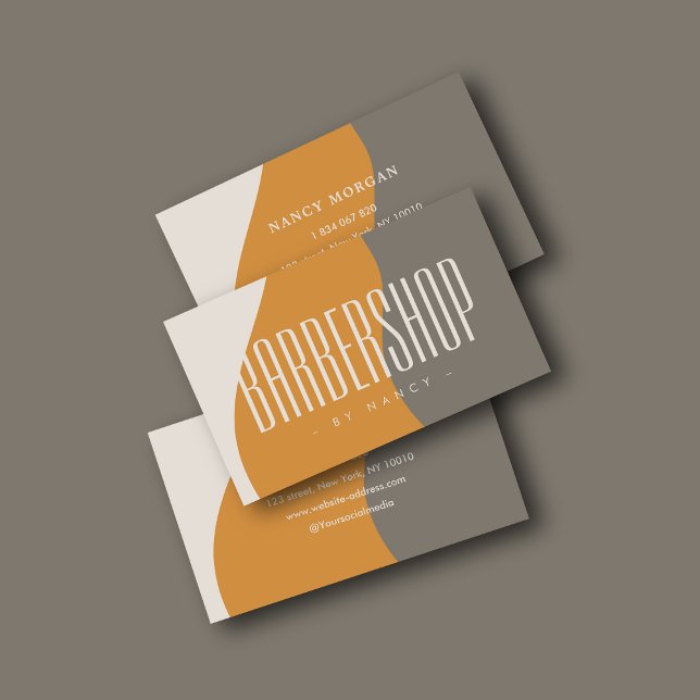 Moderne Barbershop Earth Tones Rustikale Visitenka Visitenkarte (Von Creator hochgeladen)