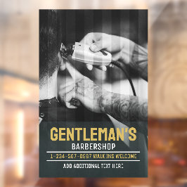 Moderne Barbershop Schwarz und Weiß Trimm anpassen Fensteraufkleber