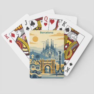 Moderne Barcelona Sagrada Familia Illustration Spielkarten