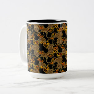 Moderne Barock Glamour-Tierdruck mit Ketten Zweifarbige Tasse