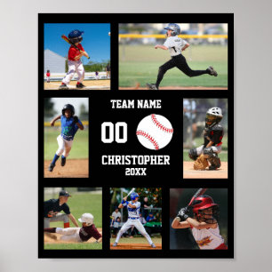 Moderne Baseball-Kinder-Fotocollage Poster
