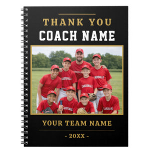 Moderne Baseball-Teamfoto-Coach-Dankeschön Notizblock