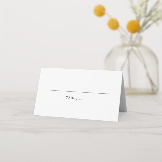 Moderne Basic White Blank Bold Typografy Wedding Platzkarte (Vorderseite)