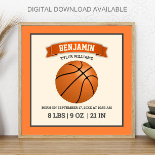Moderne Basketball-Baby-Geburtsstatistik Poster