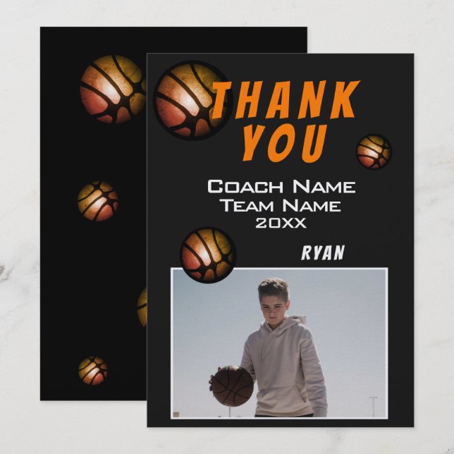 Moderne Basketball-Foto Danke Trainer  (Vorne/Hinten)