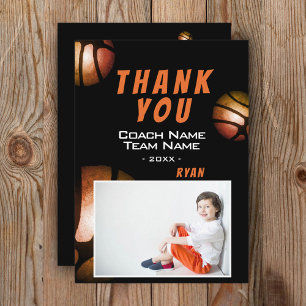 Moderne Basketball-Foto-Dankeschön-Trainer-Karte Dankeskarte