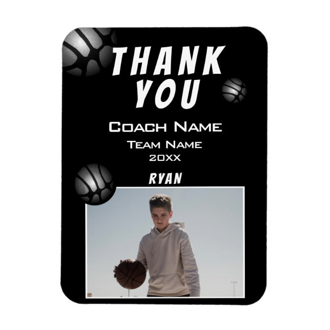 Moderne Basketball-Foto Dankeschön Trainer  Magnet (Vertikal)