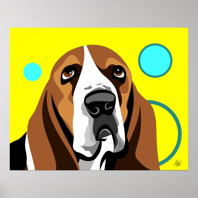 Moderne Basset Hound Art Poster (Vorne)