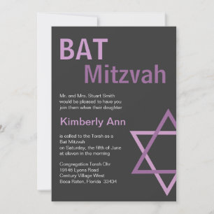Moderne Bat Mitzvah Invitititiation - Dunkelgrau u Einladung