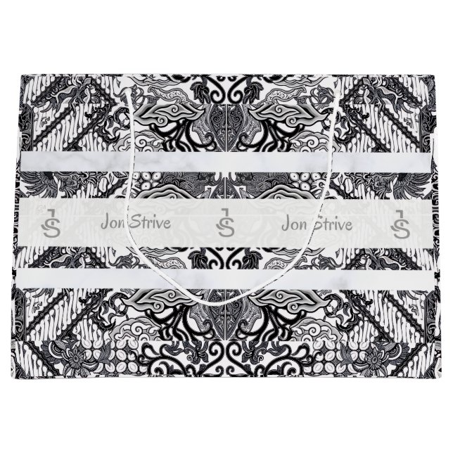 Moderne BATIK-Muster Große Geschenktüte (Vorderseite)