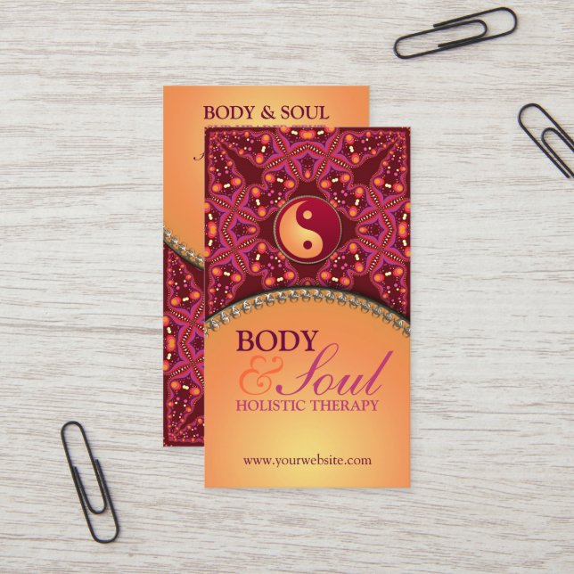 Moderne Batik New Age Holistic Business Card Visitenkarte (Vorderseite/Rückseite Beispiel)