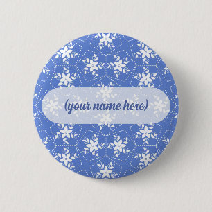 Moderne Batikmuster weiße Jasmin-Blume Button