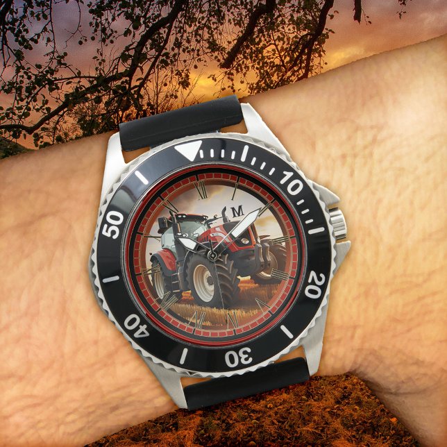 Moderne Bauer Traktor Watch Armbanduhr (Watch featuring a modern tractor design with optional classic style hour indication)