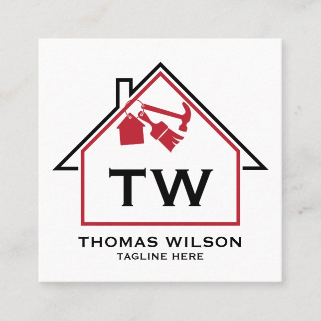 Moderne Bauhandyman Carpenter Tools Busin Quadratische Visitenkarte (Vorderseite)