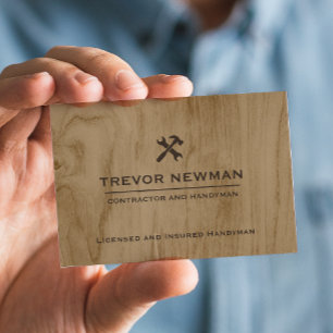 Moderne Bauhandyman-Zimmerwerkzeuge Holz Visitenkarte