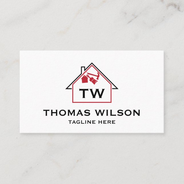 Moderne Bauhandyman-Zimmerwerkzeuge Visitenkarte (Vorderseite)