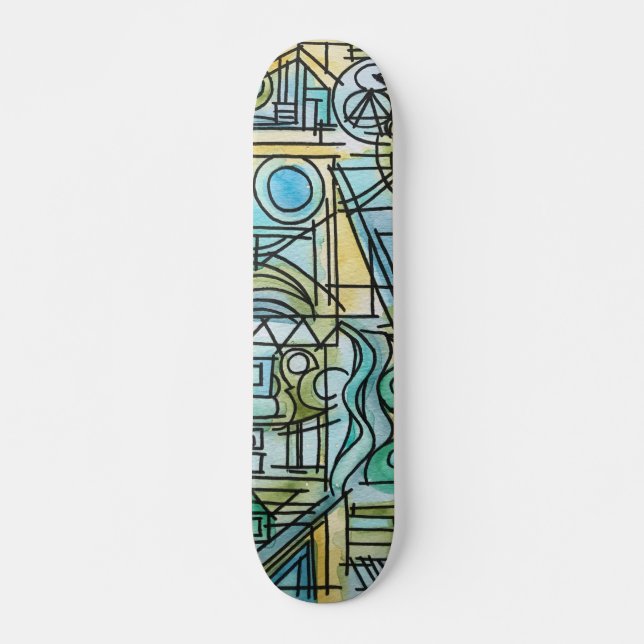 Moderne Bauhaus Geometrische Kunst Skateboard (Vorne)