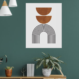 Moderne Bauhaus-Regenbogen-Geometrie-Wandkunst Poster