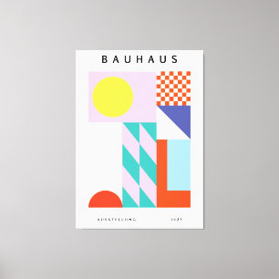 Moderne Bauhaus Wandkunst Rosa Gelb Leinwanddruck