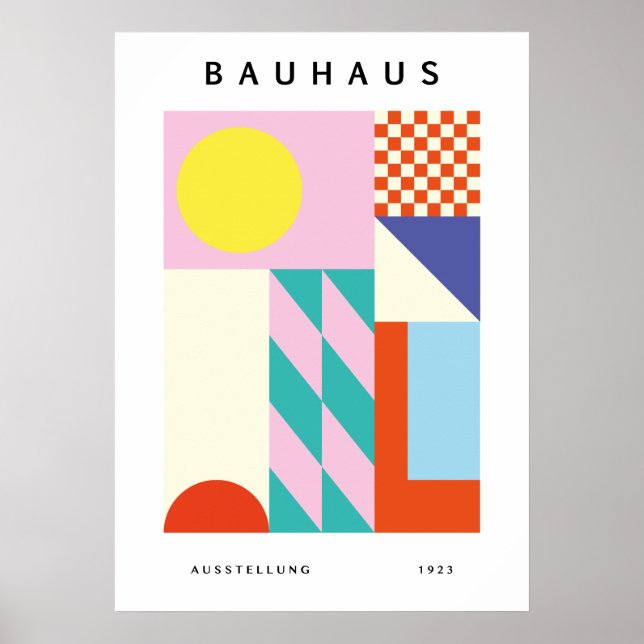 Moderne Bauhaus Wandkunst Rosa Gelb Poster (Vorne)