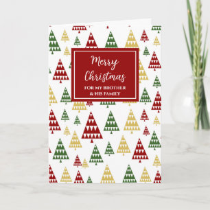 Moderne Bäume Bruder und Familie Frohe Weihnachten Karte