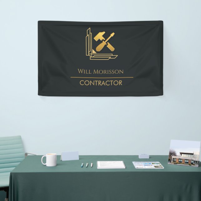 Moderne Bauweise Golden & Black Banner (Messeveranstaltung)