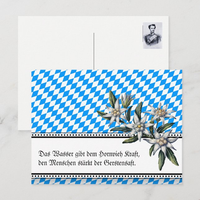 Moderne bayerische Aussage über Bier Postkarte (Vorne/Hinten)