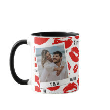 Moderne Be My Valentines Lippen Paar Foto Initiale