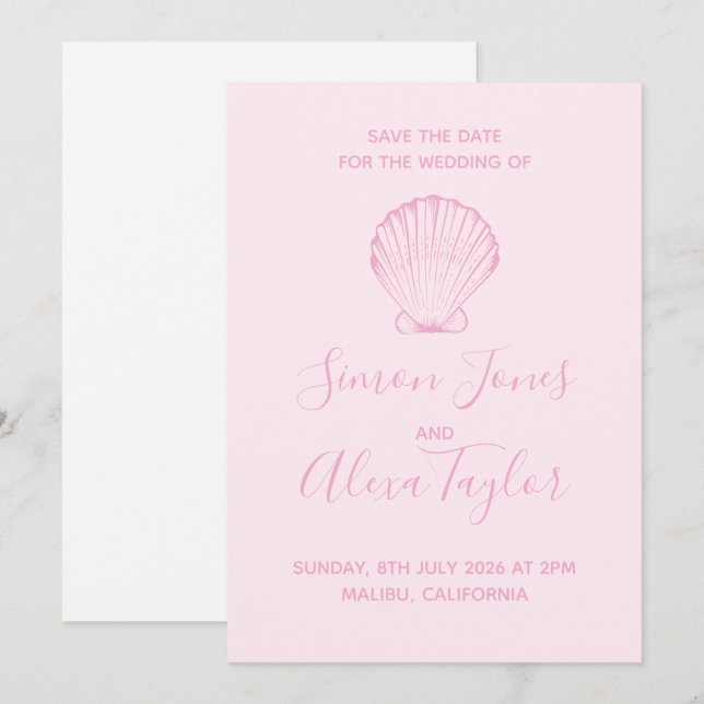 Moderne Beach Hochzeit in Urlaubsort Save the Date (Vorne/Hinten)