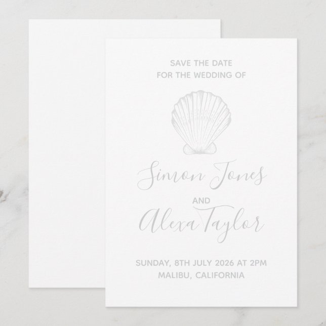 Moderne Beach Hochzeit in Urlaubsort Save the Date (Vorne/Hinten)