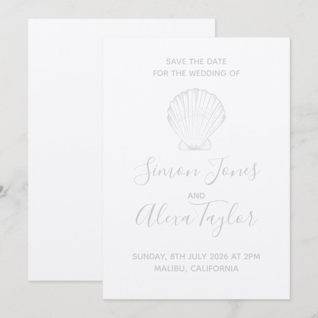Moderne Beach Hochzeit in Urlaubsort Save the Date (Vorne/Hinten)