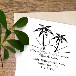 Moderne Beach Palm Trees Sun Custom Rücksendeadres Gummistempel