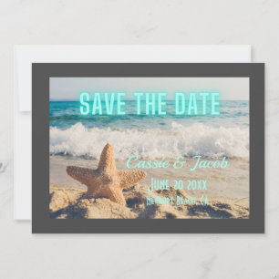 Moderne Beachszene Grau Border Save the Date