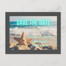 Moderne Beachszene Grau Border Save the Date Ankündigungspostkarte