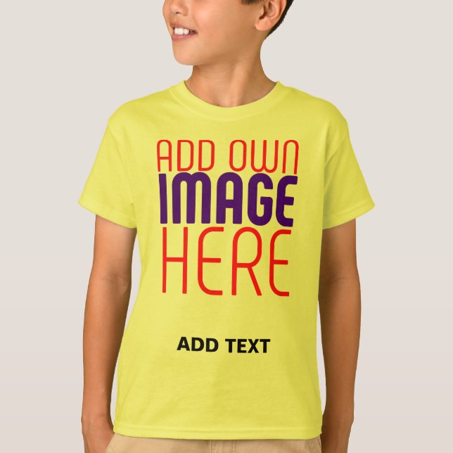 MODERNE BEARBEITBARE EINFACHE GELBE BILD-TEXTVORLA T-Shirt (Vorderseite)