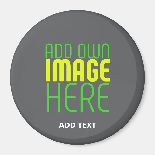 MODERNE BEARBEITBARE EINFACHE GRAUE BILD-TEXT-VORL MAGNET (Vorne)