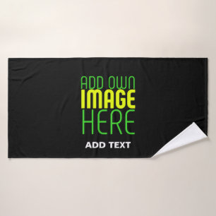 MODERNE BEARBEITBARE EINFACHE SCHWARZE BILD-TEXT-V BADEHANDTUCH